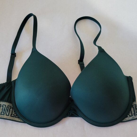 Victorias Secret PINK Where Everywhere Super Push-up Bras 34C Yellow & Green - Picture 2 of 9